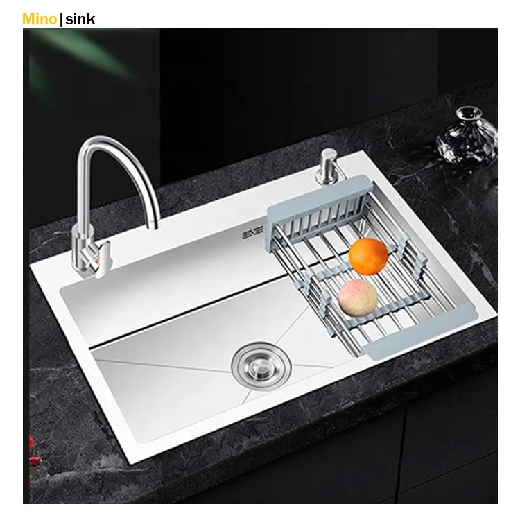 China Wholesale Simple Modern Style 304 Stainless Steel Single Pressed One Bowl Kitchen Sink Custom