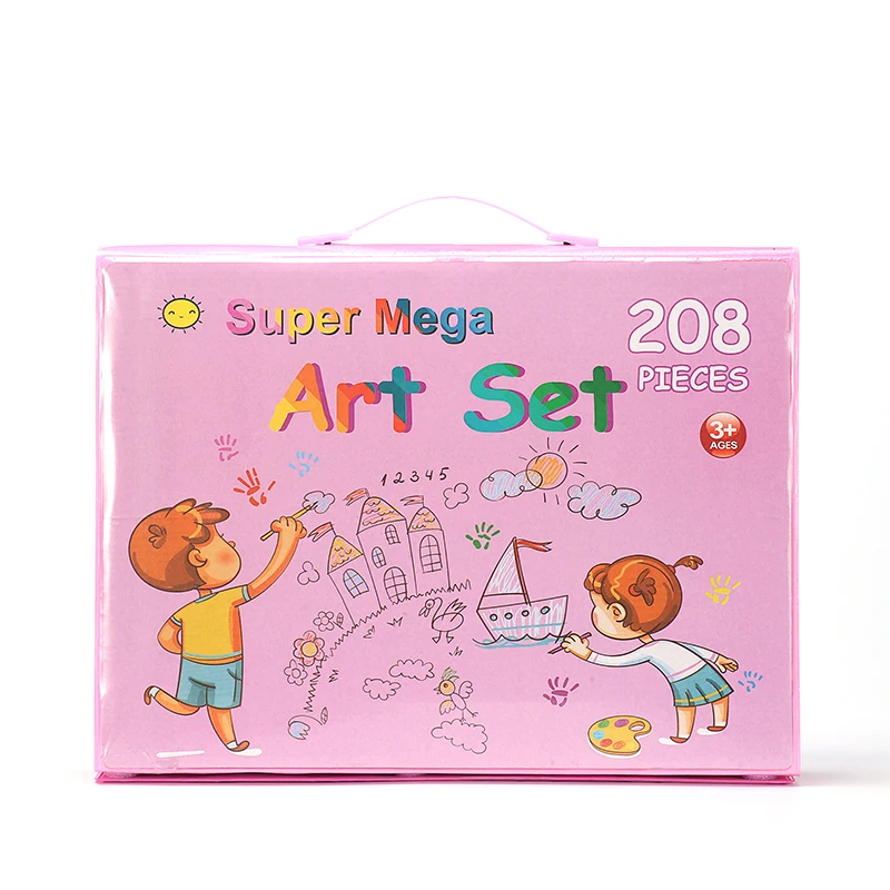 
208pcs Drawing Art kit Set for Kids Painting Art Supplies Plastic Case Packing Crayon Pen 
