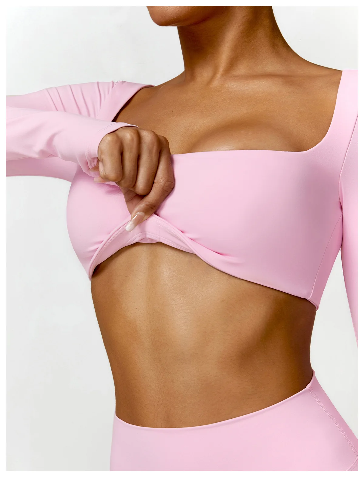 Hot Selling Women Lightweight Square Neck Running Outfits High Stretch Long Sleeve T Shirt Gym Yoga Crop Tops