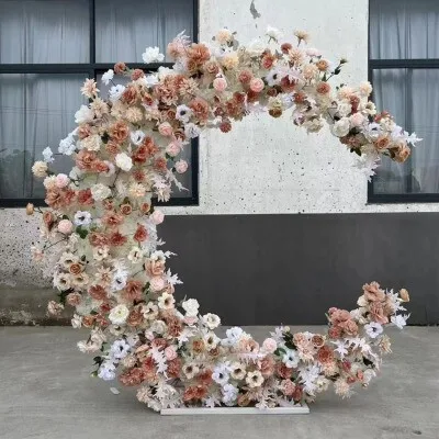 Moon Shape Wedding Arch Frame Metal Birthday Party Backdrop Stand Decor Crescent Flowers Balloon Background Prop
