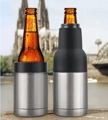 Bottle and Can Soda Beer Cooler Double-Walled Stainless Steel Insulator Bottle Cooler with Beer Bottle Opener