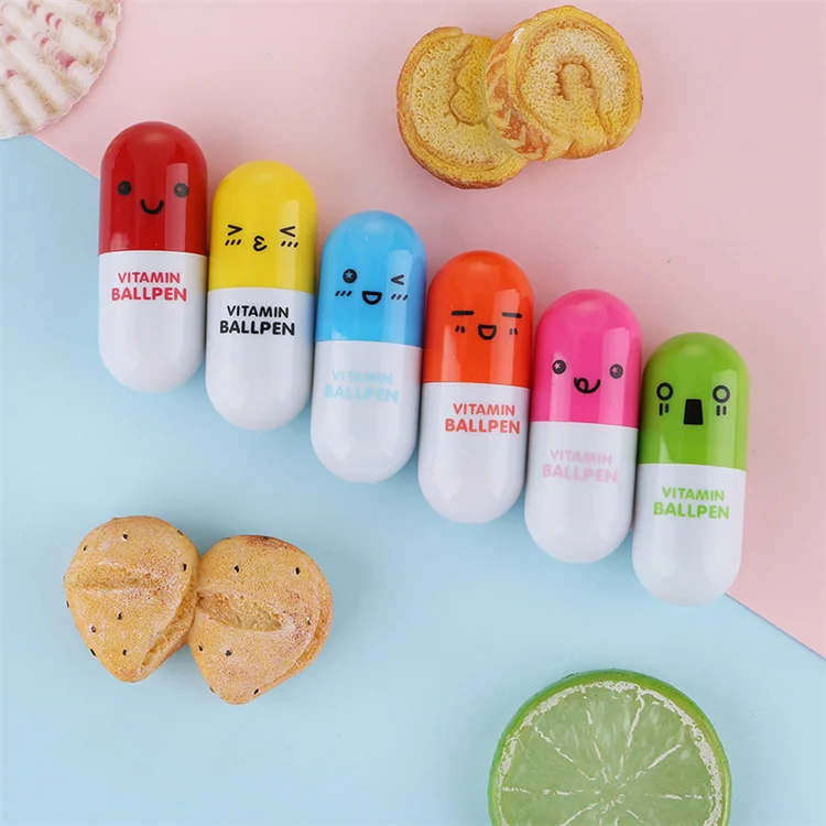 Hot-Selling Cute Portable Pill Shaped Pen Advertising Retractable mini Ballpoint Pen