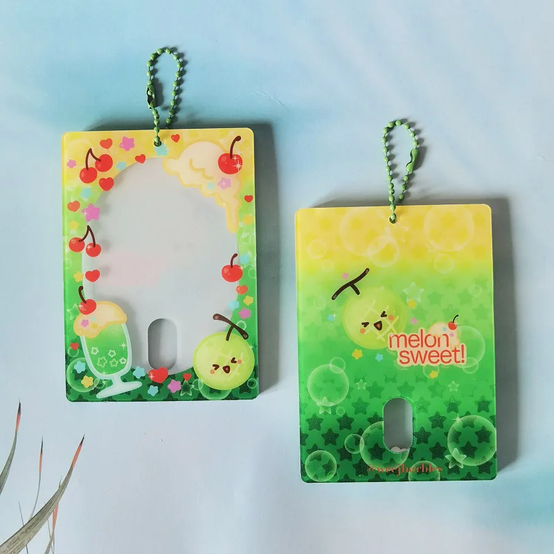 Customize your own design cute acrylic card holder plastic double sided photo card holder charms