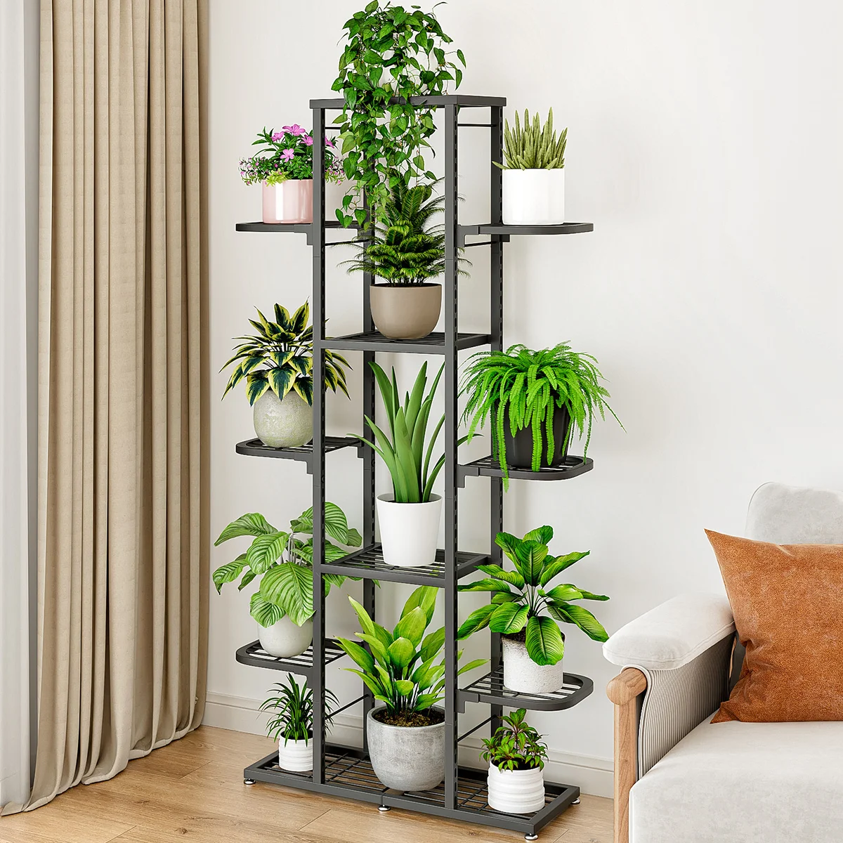 Wholesale living room metal flower display racks multilayer wedding flower shelf balcony flower pot stand