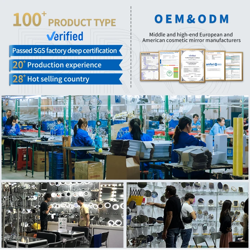 Manufacturer Desktop Standing Vanity Makeup Cosmetic Frameless Desktop Glass Black Mirror