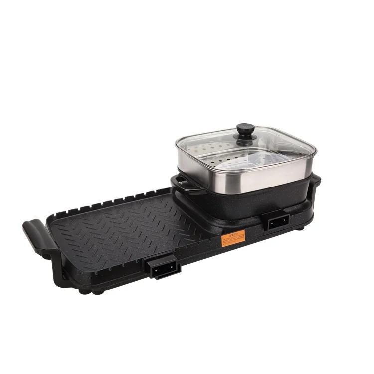 
Low Price Black Die-casting Aluminum Small Electric Barbecue Stove Indoor Hot Pot Multifunction 
