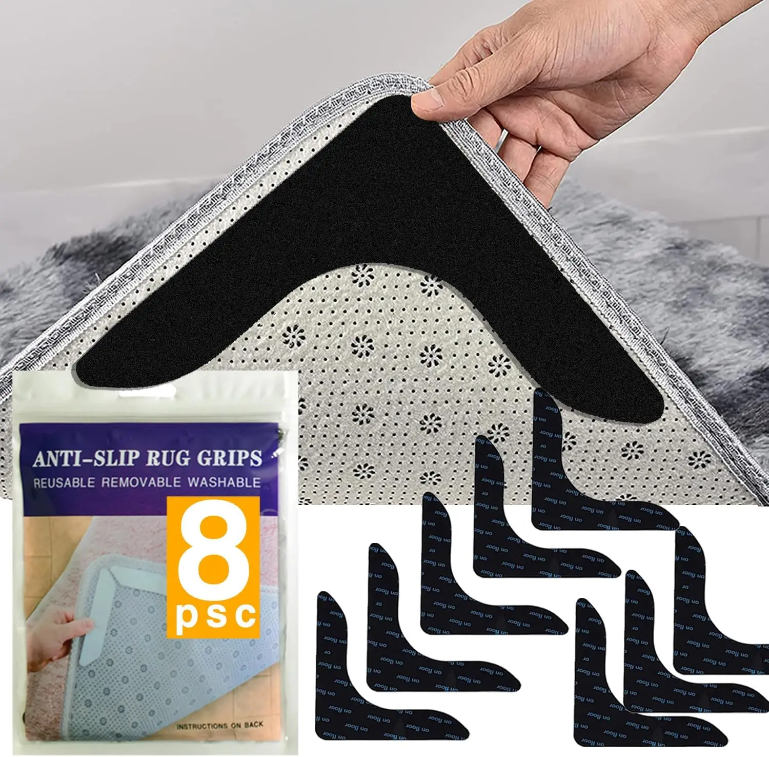 Reusable Rug Grippers Anti Skid Corners Pads Carpet Non-slip Sticker Non Slip Tape Mat Carpet Grip Stopper Sticker Tape