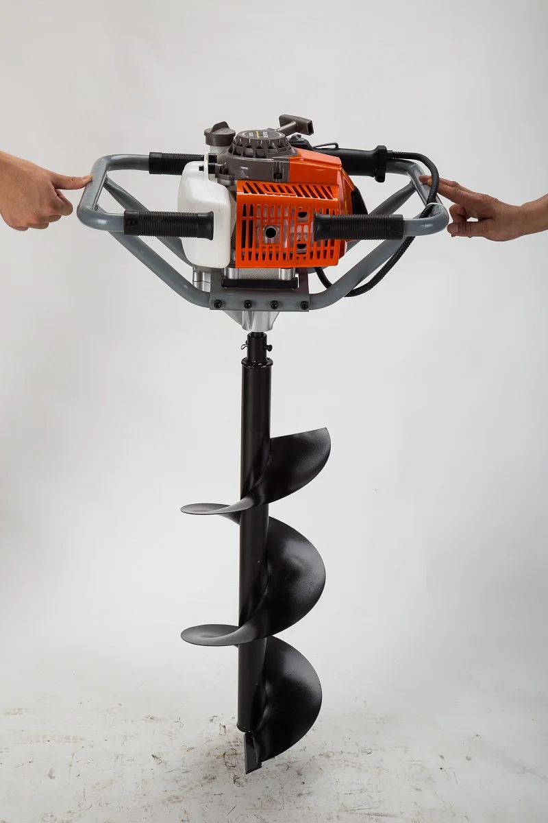 63cc gasoline earth auger drilling machine for planting excavator with wheel