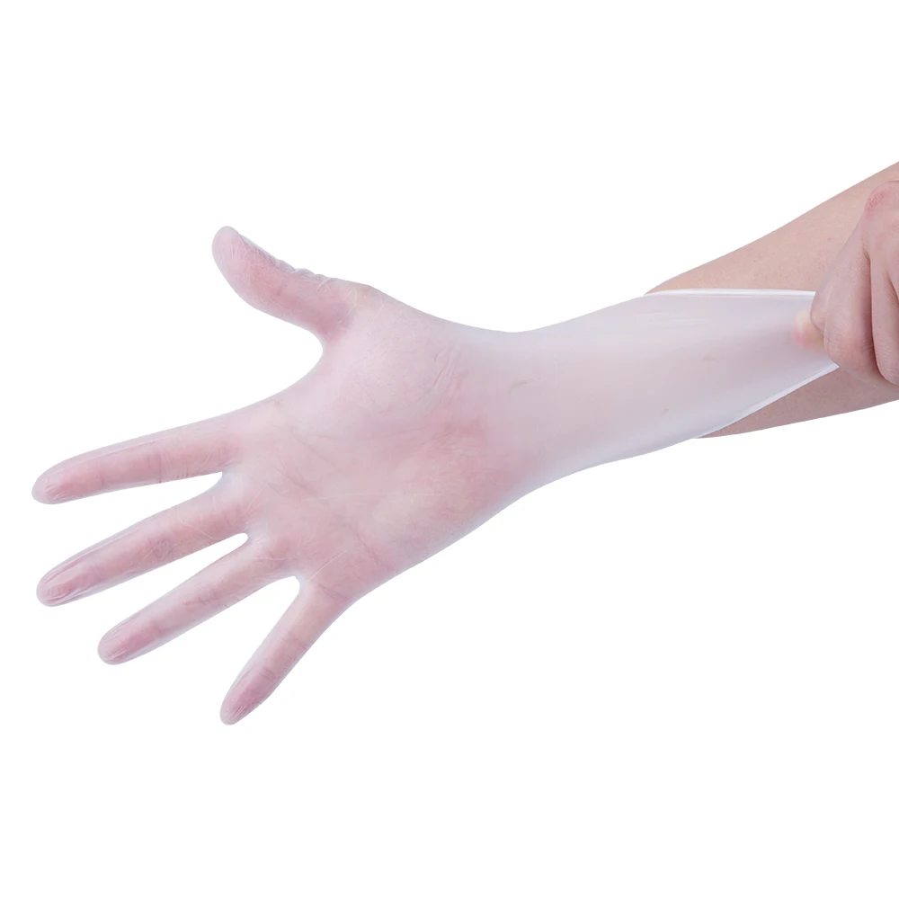 Factory price box of 100 cheap 4.5 g vinyl powder free food grade pvc hand gloves with CE