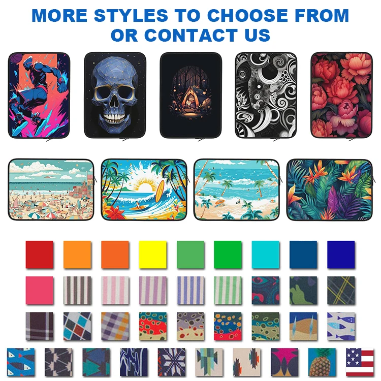 New Simple Portable Computer Tablet Laptop Bag Custom Sublimation Printed Neoprene Laptop Sleeve Case Pouch