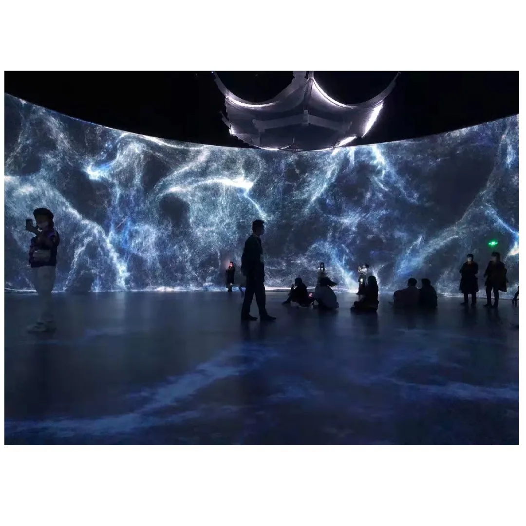 Cheap Holographic Projection Screens Customize 4k 1080p Oem Cylindrical Veil Electric Large Venue Projection Screen