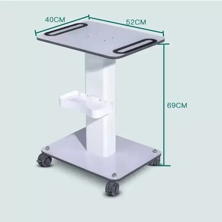 Pdt Light Shelf Aluminium White Salon Trolley Stand For Beauty Machine Assembled Trolley Cart Spa