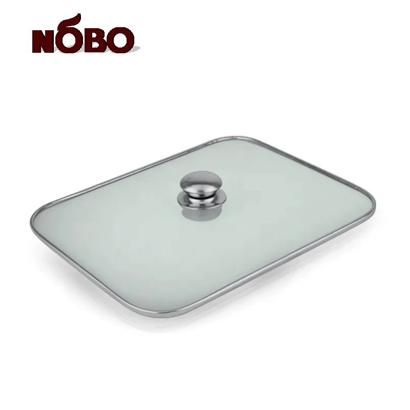 NOBO banquet rectangle stainless steel small buffet serving dish with glass lid