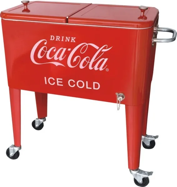 Yoho Patio Beverage Cooler Cart Stainless Steel 4 Rolling Wheels Cooler Ice Drinks For BBQ/Party/Picnic