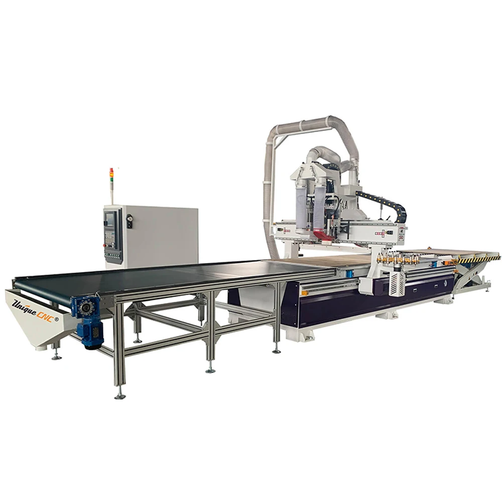 wood cabinets doors cnc cutting nesting machine with auto loading unloading locating boring