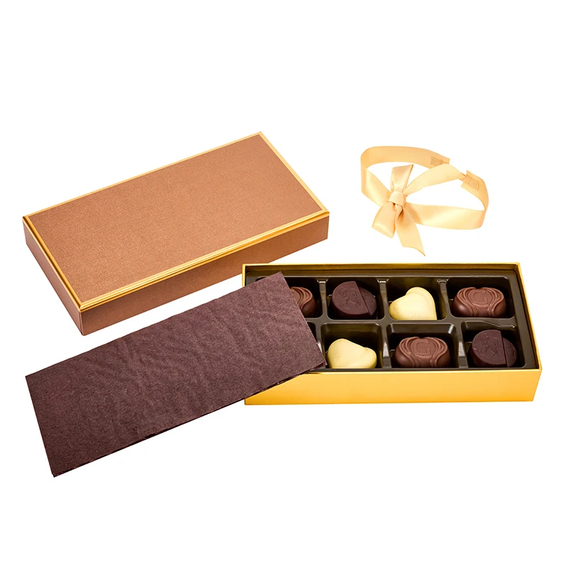 Small 8 Count Luxury Premium Pralines Gourmet Food Valentine Chocolate Gift Box Rectangle Rigid Recyclable Boxes