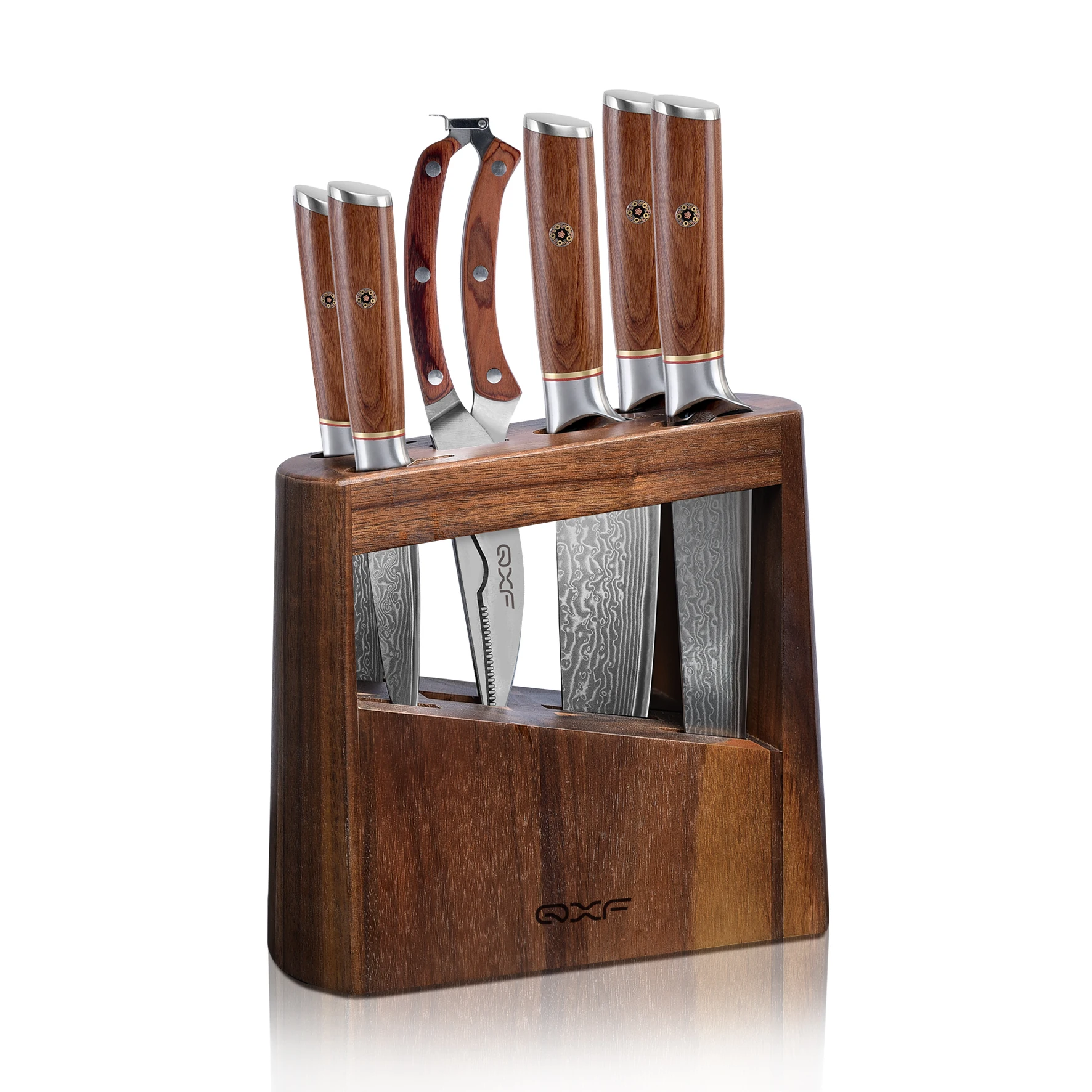 High End 7 PCS 67 Layer Damascus Steel Kitchen Knife Set Rosewood Handle Chef Inner Sharpener With Wooden Stand