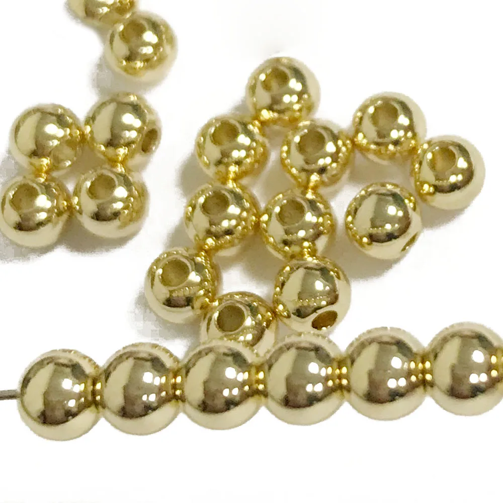 High Quality 1.5 Micron 14K 18k  KC Gold Filled Beads For Customize Permanent Jewelry Making  4mm Through Hole Gold Filled Beads