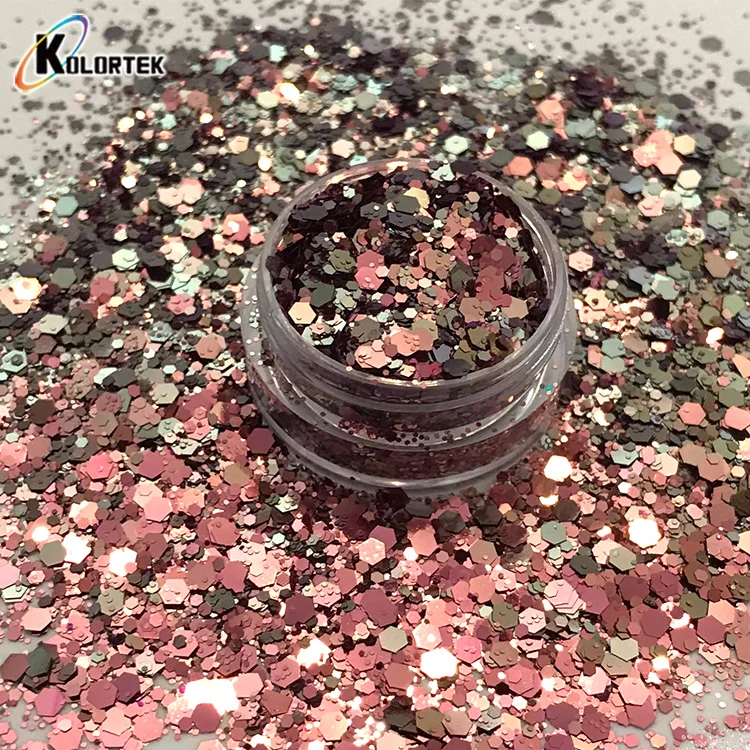 Kolortek Chameleon Effect Chunky Glitter Sequins Mix for Resin,Tumblers, Crafts, Slime, Nails Art