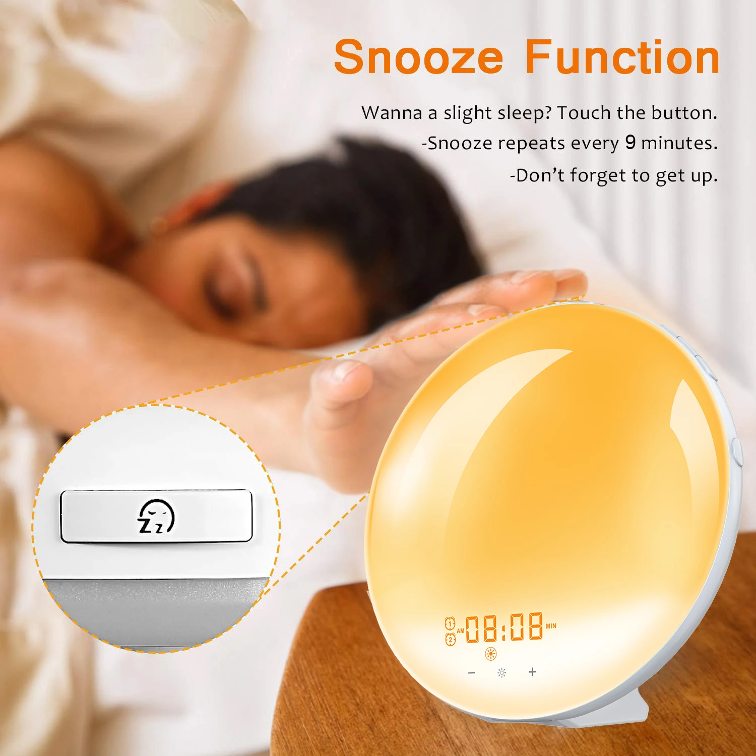 Night Alarm Wake Up Table Wake-Up Light Sunset Simulation Led Clock Wakeup Function Smart Digital Sunrise Light