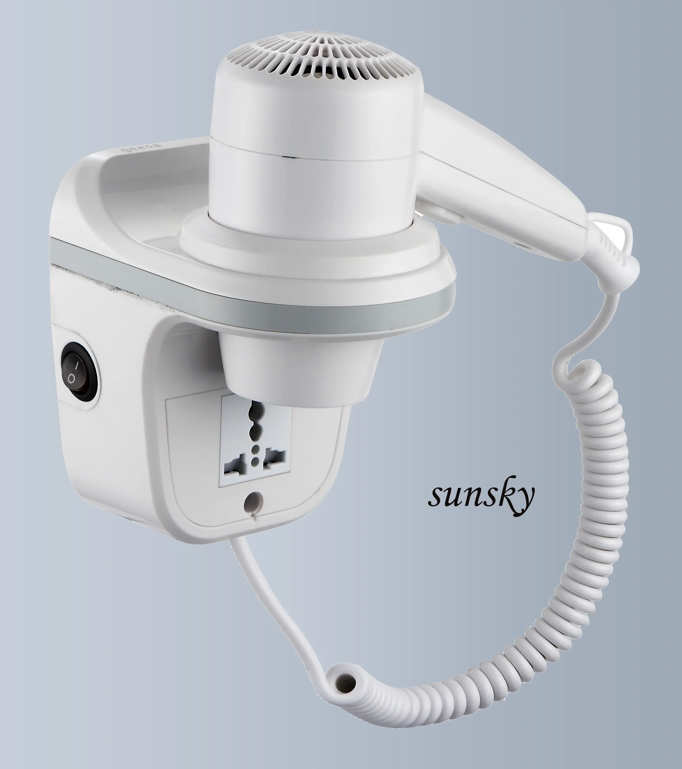 China Factory Wholesale 1600W Bathroom Wall Mounted Hair Dryer Hotel Room Low Price Hair Blower Dryer With Universal Socket