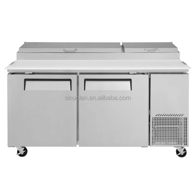 Commercial 2 Doors Kitchen Workbench Fresh Keeping Freezer Refrigerator Preparation Table