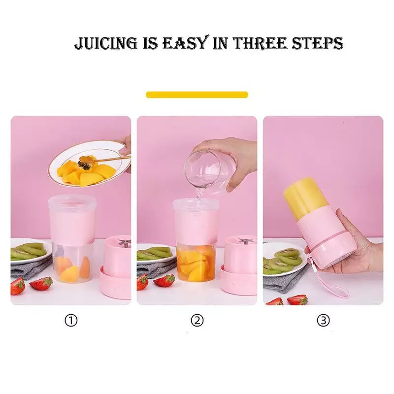 Top sell Juicer Popular USB Blender Juicer Mini Electric Portable Rechargeable Travel High Quality 380ml 6 Blades