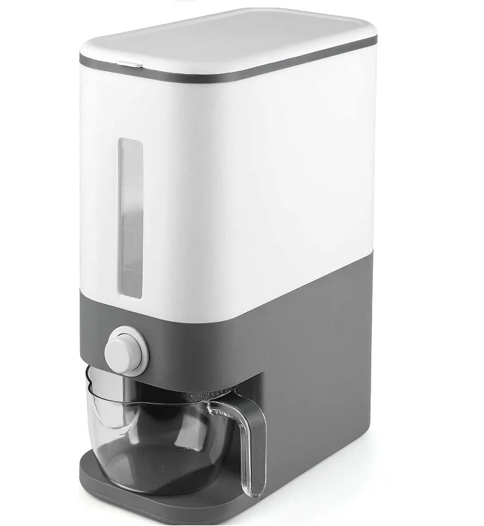 26.5 Lbs Rice Dispenser, Sealed Grain Container Storage with Lid Measuring Cylinder Moisture Proof Household rice storage