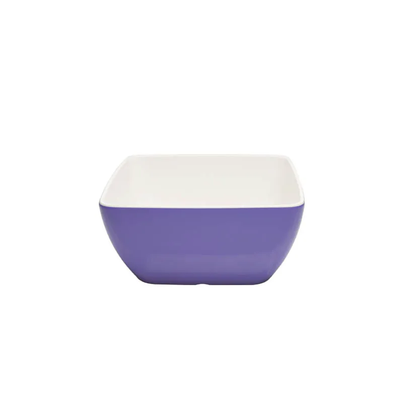 5/8/10/12 inch Cereal Bowl Double Color Plastic Salad Serving Bowl Colored Melamine Square Bowl