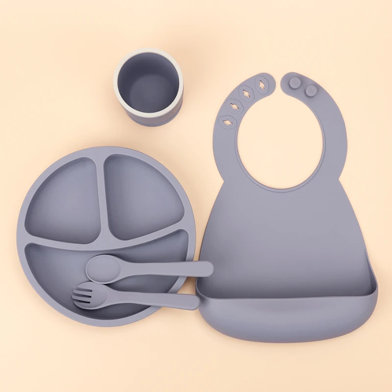 Silicone Baby Feeding Bowls Wholesale Kid Safety Product Bpa Free Divider Kids Feeding Plate Bowl Set With Spoon