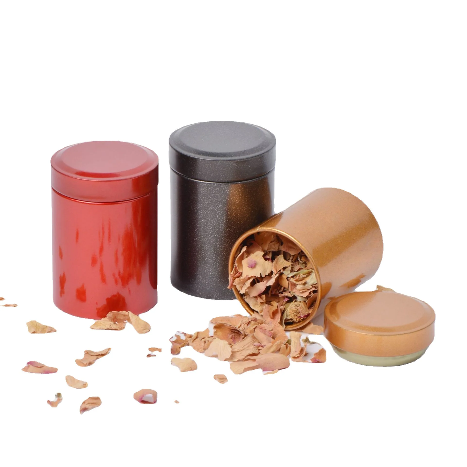 Low MOQ Custom Luxury Tea Tins China Supplier Empty Metal Tea Can For Round Tea Tin Canister Multicolor Tin Box