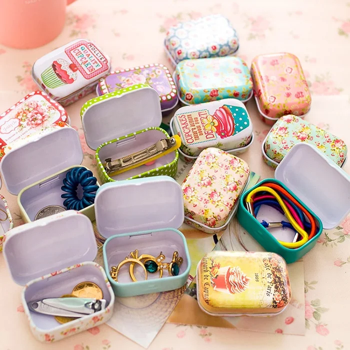 Colorful Candy Earrings Gift Packing Small Coin Storage Boxes Cans, Mini Tin Box