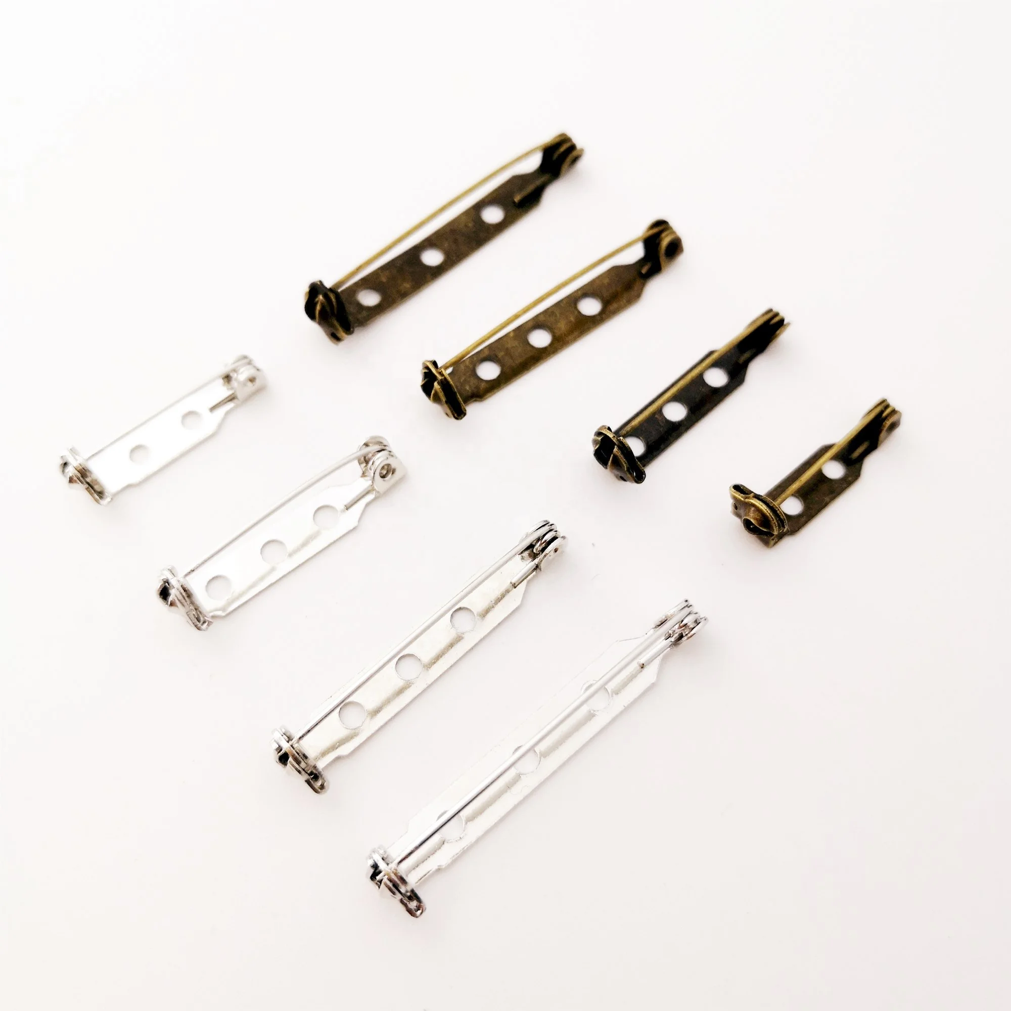 Brooch Base Back Bar Pins Findings Jewelry Making Clip Safty Catch Findings Silver Plated Metal Pin Back Brooch