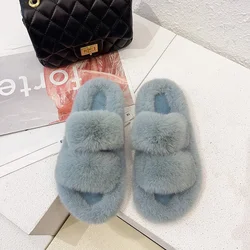 New Arrivals Fashion Trend Home Slippers Mink Fur Wear Non-Slip Women Furry Faux Slippers