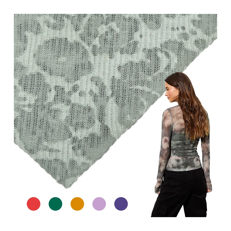 New Fashion Soft Knitted Rib Fabric 80 Polyester 20 Rayon Material Burnout Fabric For Cloth