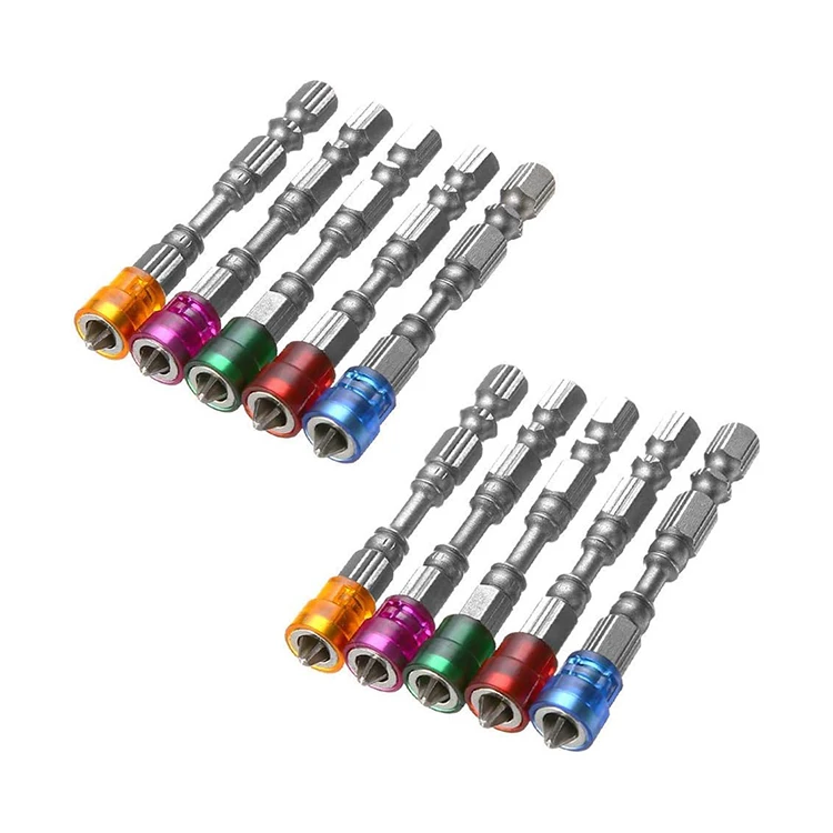 10Pcs 65mm PH2 Magnetic Screwdriver Bit Set, 1/4 Inch Hex Shank Cross Screw Electric Power Drivers Bits