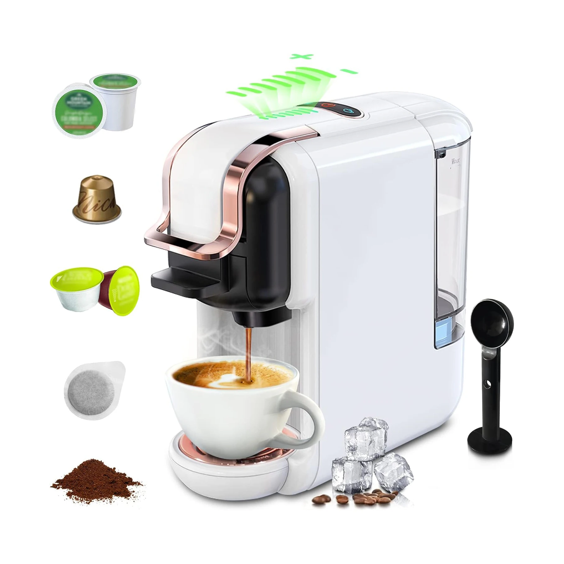 5-in-1 Multifunctional 19Bar Automatic Espresso Machine Single Serve Coffee Maker for Household Use US Plug Type