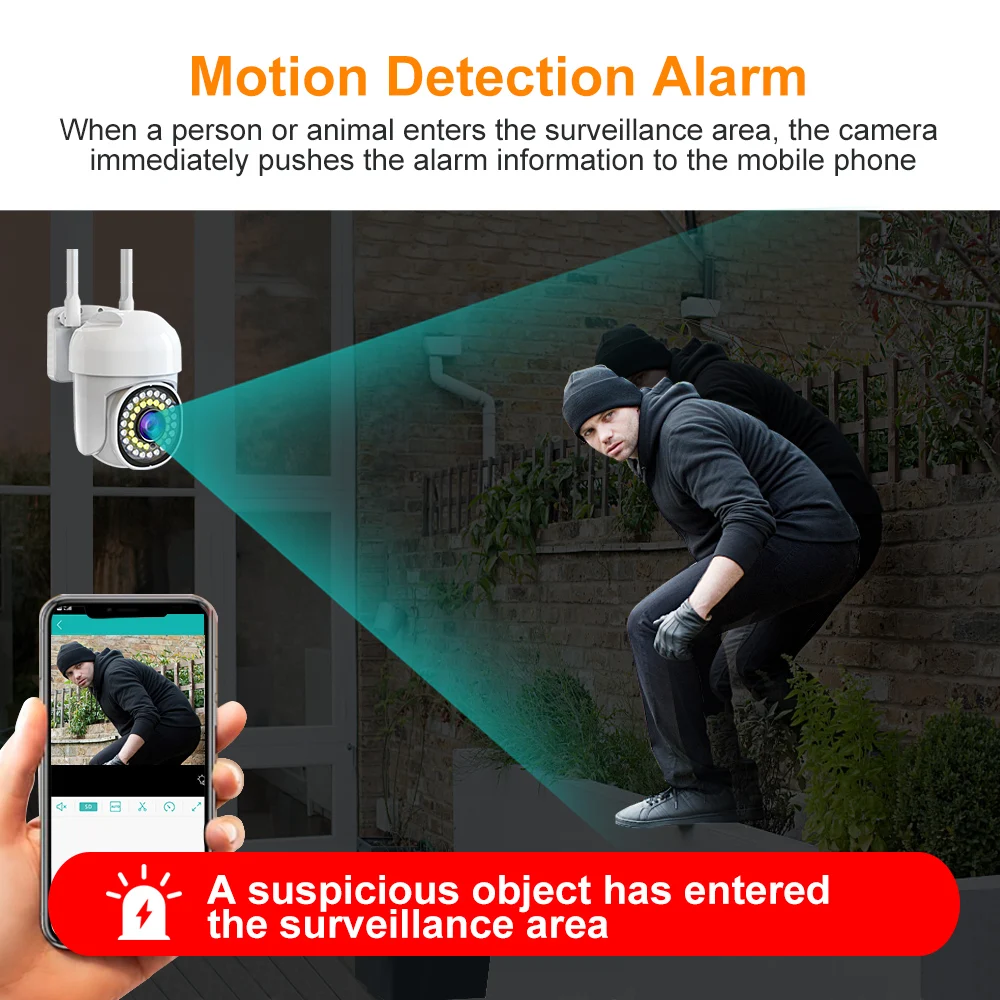 PTZ IP Camera Wifi Outdoor AI Human Detection Audio 1080P Wireless Security CCTV Camera P2P RTSP 4X Digital Zoom Wifi Camera