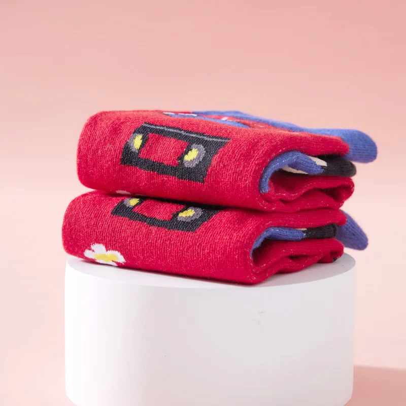 Wholesale Unique Funny Graphic AB Mismatching Socks Soft Cotton Crew Length Dress Socks Women Men Creative Crazy Logo Cute