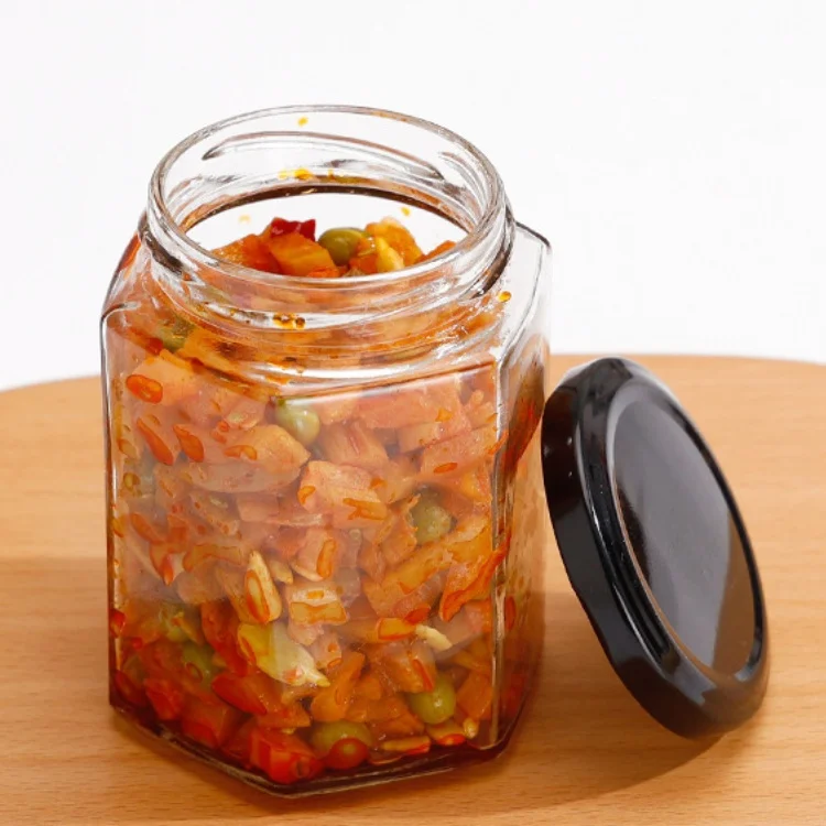 Hexagon Shape Storage Bottles Jars Honey Glass 30ml Mini Jam Container Jar Clear Bee 45ml Small Jam Jars Gift Bottle Golden Lid