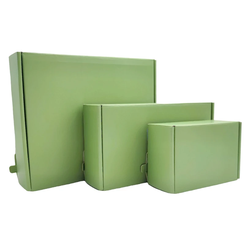 Custom Logo Corrugated Cosmetic Bottle Insert Package Emballage Army Green Tear Strip Shipping Boxes Mailing Boxes For Packiging