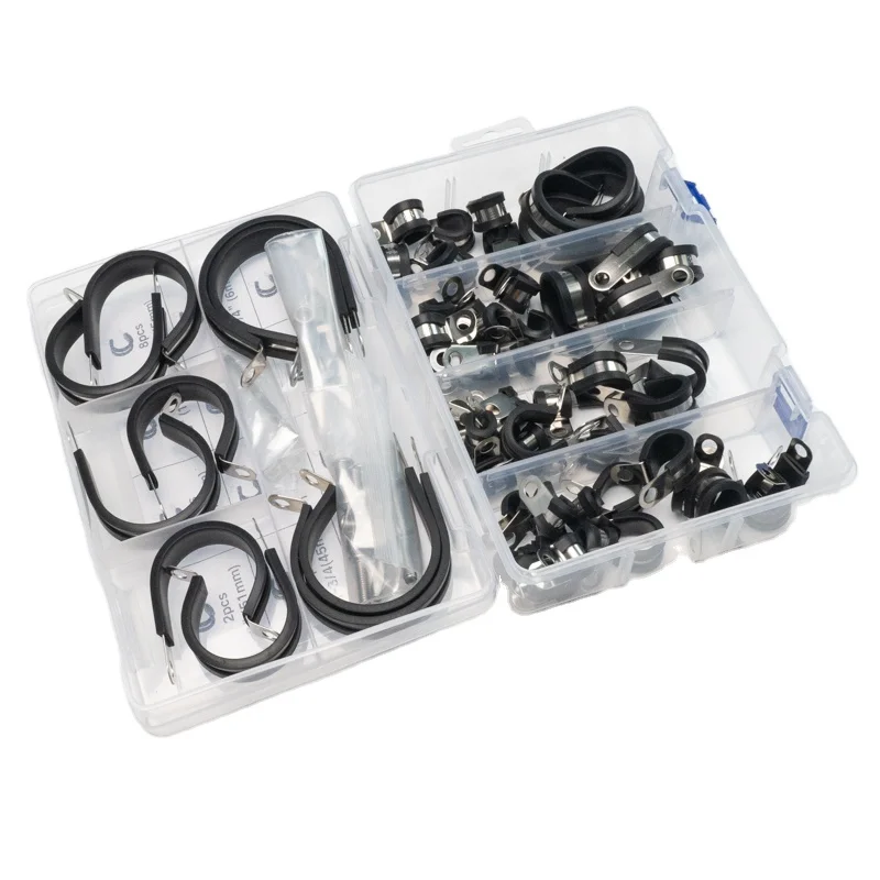 OEM/ODM/OBM Heavy Duty 304 Stainless Steel P Shaped Wire Tube Pipe Clamp With Rubber