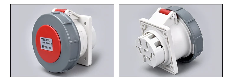220-415V 32A 3P+N+E 5Pin Waterproof IP67 Industrial Plug and Socket Concealed Wall Sockets for UK US EU AU Standards