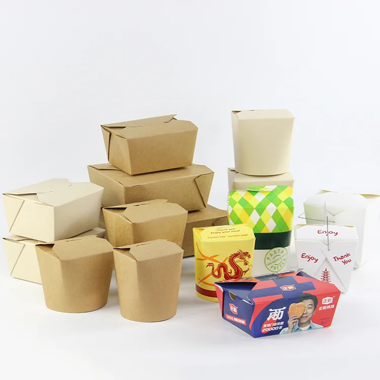Customize Eco Friendly Recycle Biodegradable Disposable Kraft Takeaway Take Out Fast Food Paper Packaging Boxes For Food