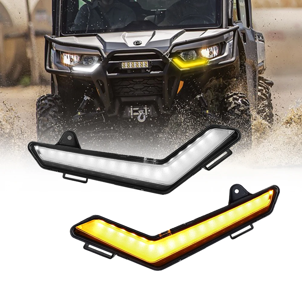 AUKMA ATV RZR XP 1000 Turn Signal Fang Lights High Brightness OEM DRL Daytime Running Light For Can Am Defender 2020+