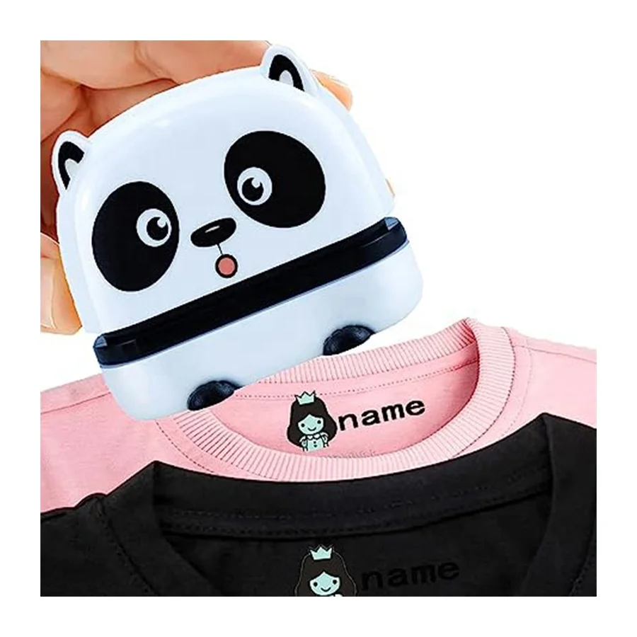 Custom Logo Self Inking Preschooler DIY Cute Textile Clothes Name Sticker Student Cartoon Flash Clothing Stamp for Kids
