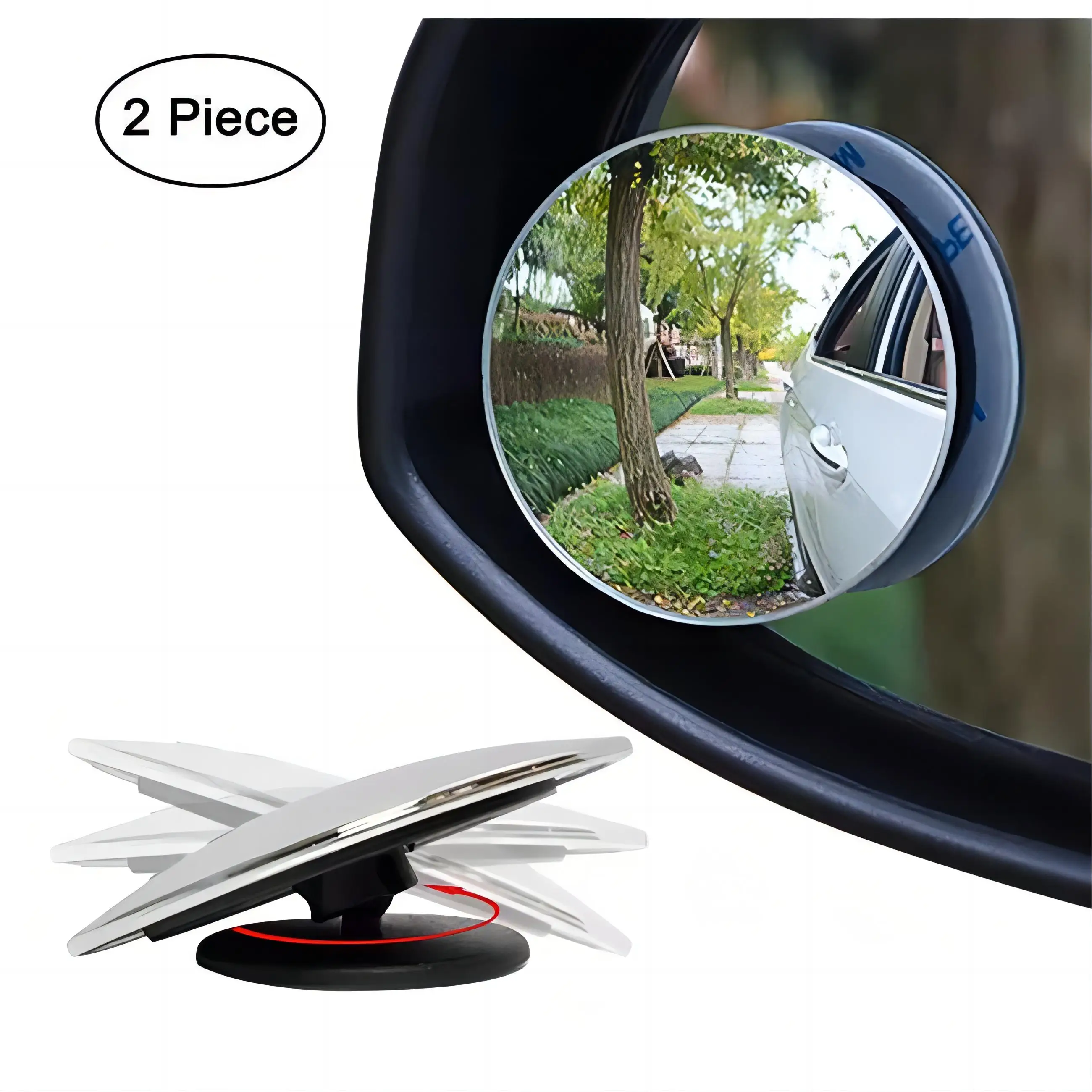 2 Pcs Of  Round Hd Glass Frameless Convex Car Rear View Mirror Blind Spot Mirror