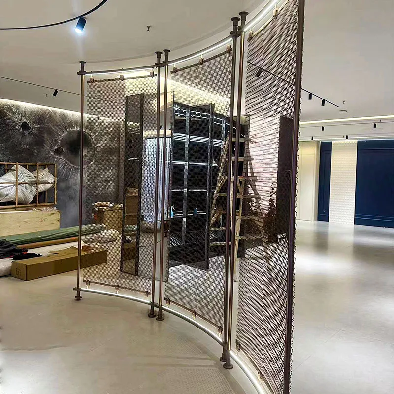 Metal decoration mesh black warrior internet celebrity hotel club curtain wall stainless steel partition light luxury custom