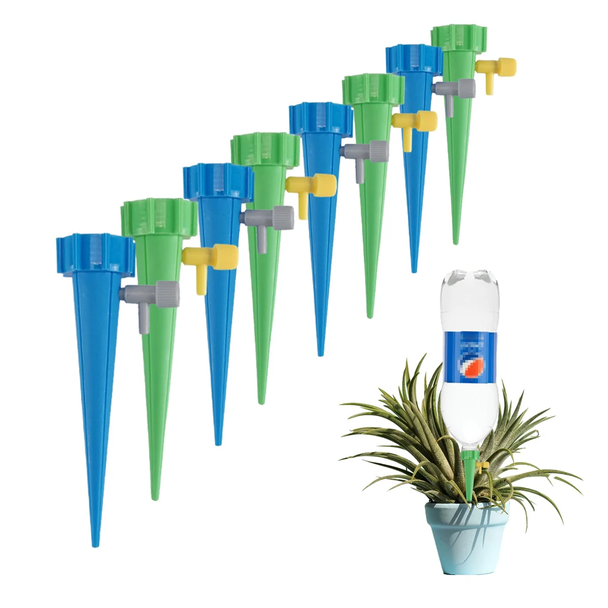 Self Watering Spikes for Plant, Outdoor Automatic Plants Waterer, Insert Devices with Adjustable Valve Switch