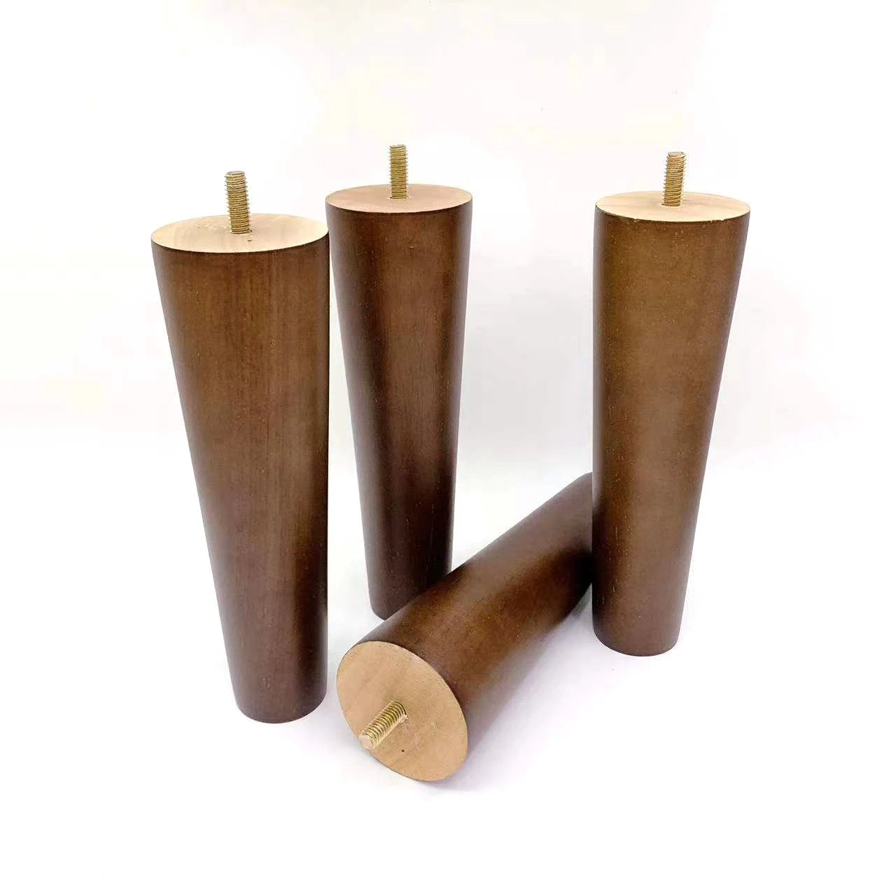 Factory Direct sell brown walnut round solid Clindyer wooden cabinet bed sofa legs